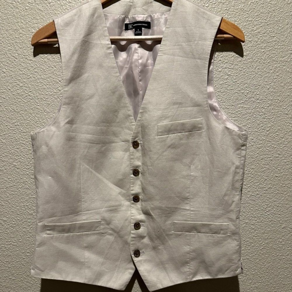 I.N.C. International Concept Men's Off White Button Down Vest Size S